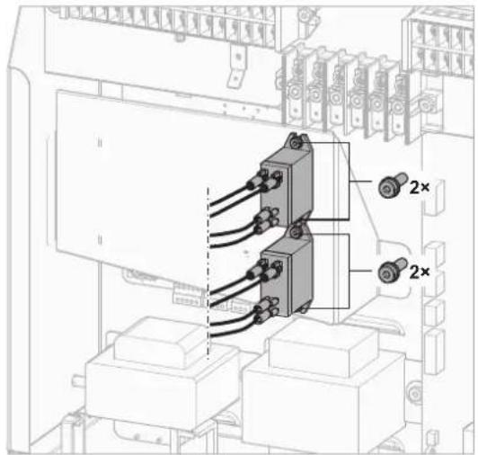 Technical diagram of an electrical connector with labeled 2× connectors and wiring connections