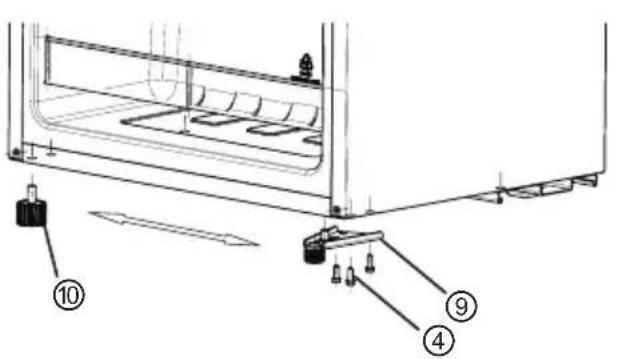 Technical diagram of a device with numbered components, likely illustrating a mounting or mounting mechanism.
