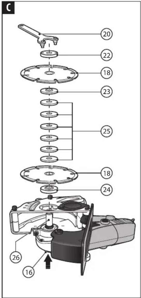 Exploded view diagram of a mechanical assembly with numbered parts for identification
