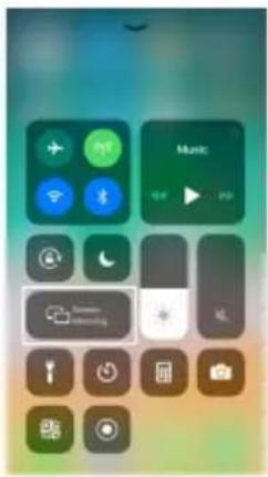 Mobile app interface screenshot showing navigation controls and a 'Music' button