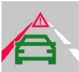 Warning sign with red triangular warning triangle and green car icon, indicating vehicle hazard or accident risk