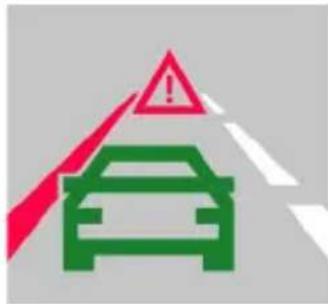 Warning sign with red triangular warning triangle and green car icon, indicating vehicle hazard or accident risk