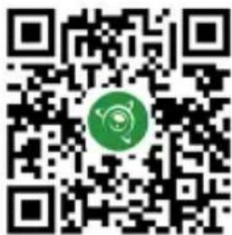 QR code with a green circular logo in the center, likely linking to a digital service or website.