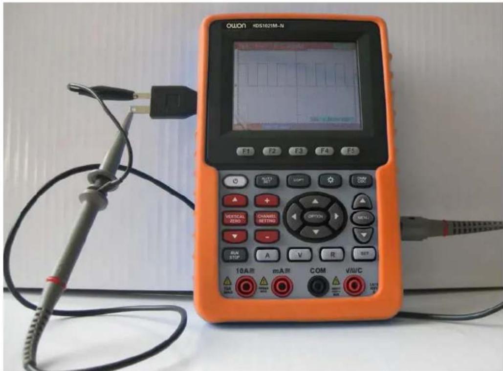 OWON HD51021M-N F1 F2 F3 F4 F5 ALYZ SET VIEW VERTICAL ZERO CHANNEL SETTING OPTION RUN STOP A V R SET 10A≡ mA≡ COM V/HzC 10A≡ mA≡ COM V/HzC