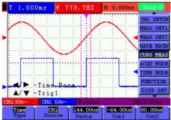 Owon SDS5032E-V - Setting the cursor measurement in normal mode - 5