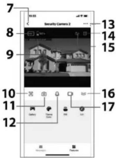 7 10:33 Security Camera 2 8 9 13 14 15 10 11 12 Gallery Camera Photo File 16 17 Features