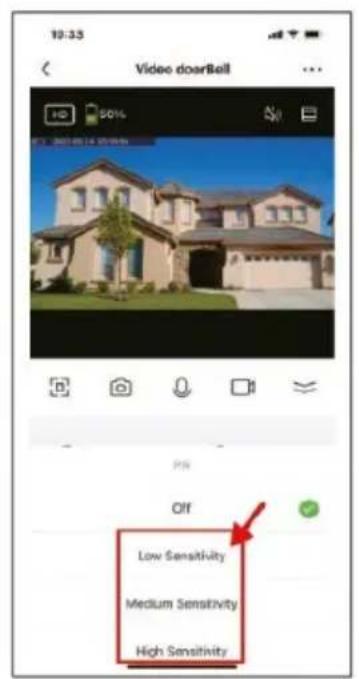 10:33 Video doorBell 50% Off Low Sensitivity Medium Sensitivity High Sensitivity