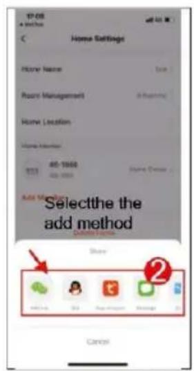 17:08 Home Settings Home Name Date Room Management (Reported) Home Location Home Information 65-1000 65-1000 Add Method Selectthe the add method Cancel
