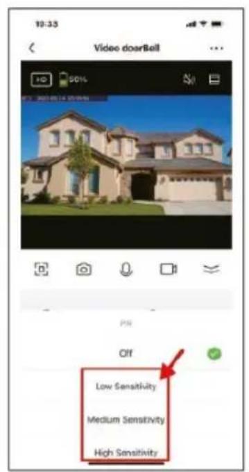 10:33 Video doorBell 50% 2025/12/2019 Off Low Sensitivity Medium Sensitivity High Sensitivity