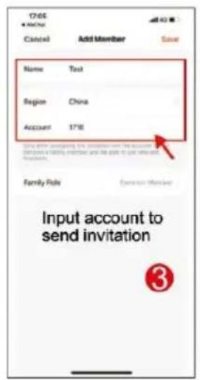 Name Test Region China Account 1716 City drive assigning the invitation via the account contains a data member and the sign is given relevant freedom. Family Role Common Member Input account to send invitation ③
