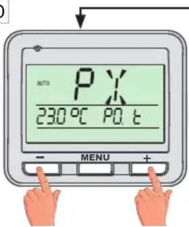 AUTO P X 230°C P0. t - MENU +
