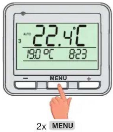 3 AUTO 22.4°C 190 °C 8:23 - MENU + 2x MENU