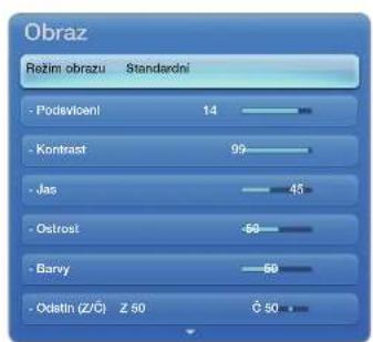 Obraz Bežim obrazu Standardní - Podsvloční 14 - Kontrast 99 - Jas 45 - Ostrost -60 - Barvy -50 - Odatin (Z/Č) Z 50 Ó 50