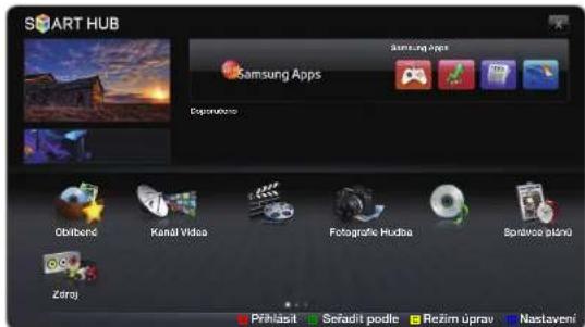 SMART HUB Samsung Apps Samsung Apps Obrifend Kanal Videos Fotografie Hudba Správica plánu Zoraj Príhlásít Señadít podle Režim úprav Nastavení