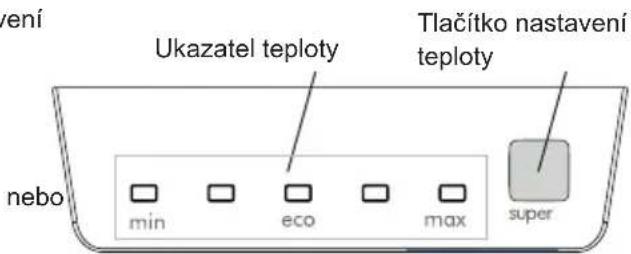 Vení Ukazatel teploty Tlačitko nastavení teploty nebo min eco max super