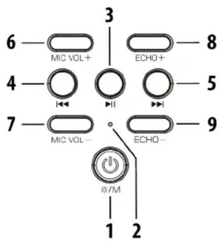 6 — MIC VOL+ 4 — 7 — MIC VOL— 3 ECHO+ 5 ECHO- 9 1 2 3 8