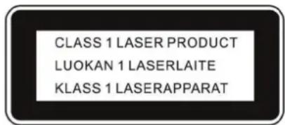 CLASS 1 LASER PRODUCT LUOKAN 1 LASERLAITE KLASS 1 LASERAPPARAT