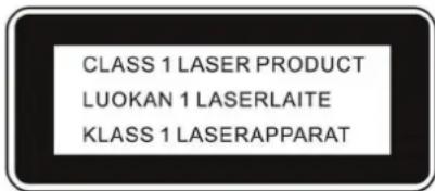 CLASS 1 LASER PRODUCT LUOKAN 1 LASERLAITE KLASS 1 LASERAPPARAT