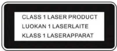 CLASS 1 LASER PRODUCT LUOKAN 1 LASERLAITE KLASS 1 LASERAPPARAT
