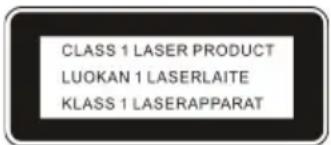 CLASS 1 LASER PRODUCT LUOKAN 1 LASERLAITE KLASS 1 LASERAPPARAT