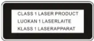 CLASS 1 LASER PRODUCT LUOKAN 1 LASERLAITE KLASS 1 LASERAPPARAT