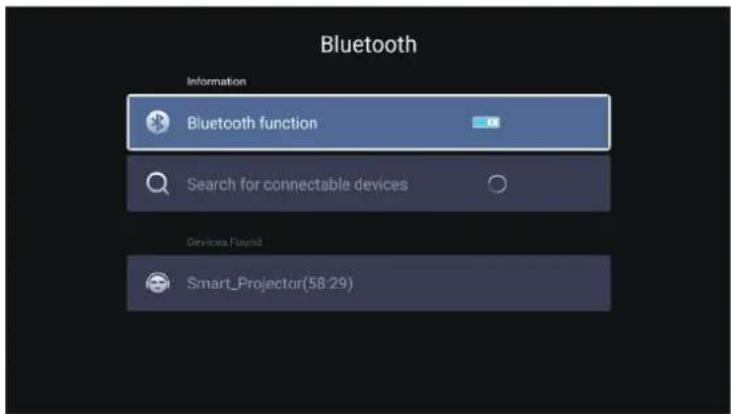 Bluetooth Information Bluetooth function Search for connectable devices Devices Flurst Smart_Project(58.29)