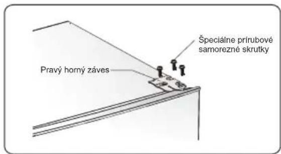 Pravý horný záves Špeciálne prírubové samorezné skrutky