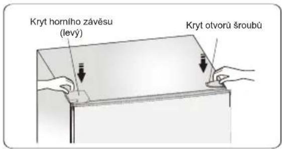 Kryt horního závěsu (levý) Kryt otvorů šroubů