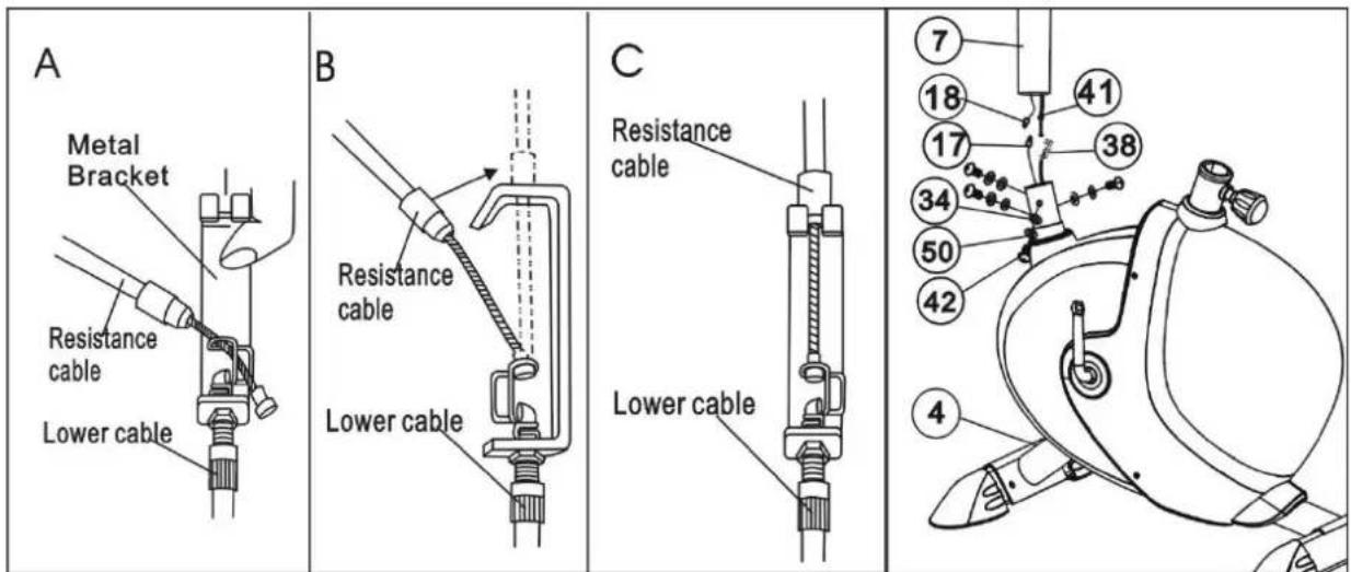A Metal Bracket Resistance cable Lower cable B Resistance cable Lower cable C Resistance cable Lower cable 7 18 41 17 38 34 50 42 4