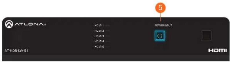 ATLONA® HDMI 1 HDMI 2 HDMI 3 HDMI 4 HDMI 5 POWER INPUT 5 AT-HDR-SW-51 HDMI