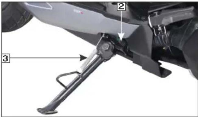 Technical diagram of a vehicle suspension system with labeled components 1 and 2, showing mechanical parts and structural details.
