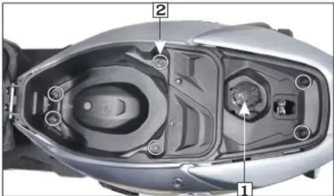 Technical diagram of a motorcycle's internal components with numbered labels pointing to specific parts.