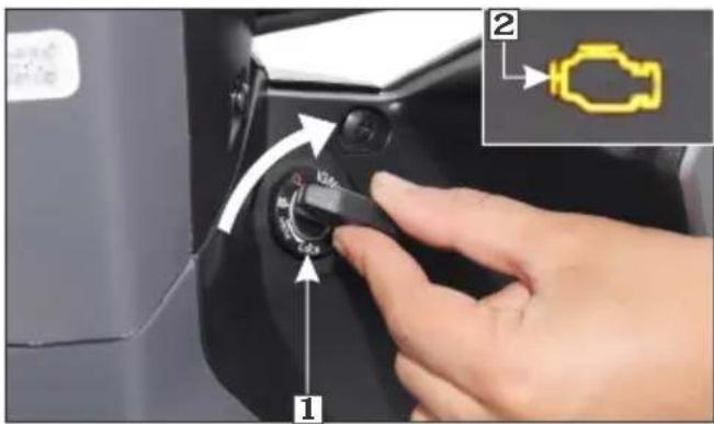 Close-up of a hand pressing a camera mode dial with an inset showing a blue car icon labeled '2' and directional arrows.