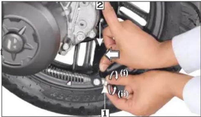 Instructional diagram showing hands adjusting a tire component with labeled parts (i) and (ii)