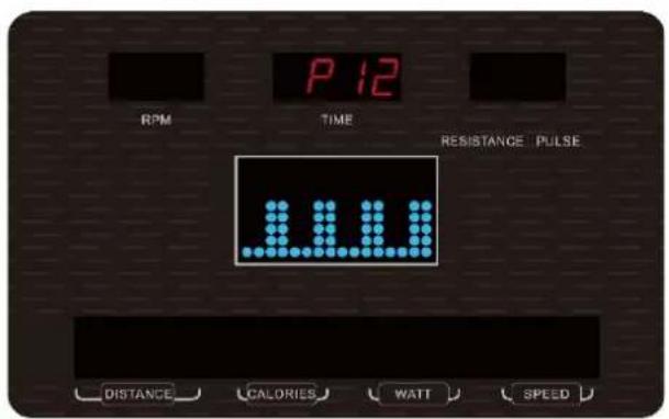 P 12 RPM TIME RESISTANCE PULSE DISTANCE CALORIES WATT SPEED