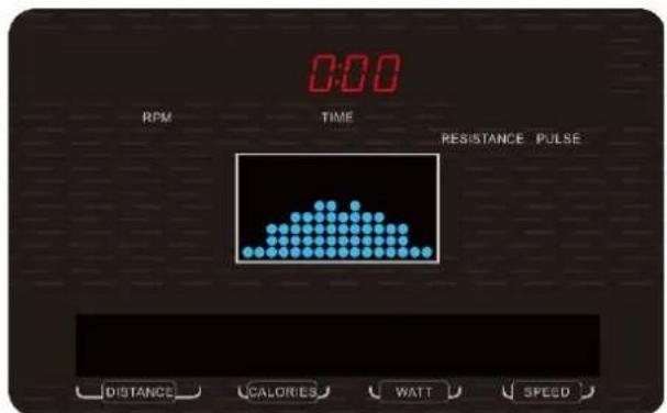 0:00 RPM TIME RESISTANCE PULSE DISTANCE CALORIES WATT SPEED