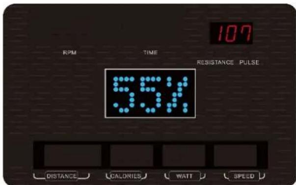 107 RPM TIME RESISTANCE PULSE 5.5% DISTANCE CALORIES WATT SPEED