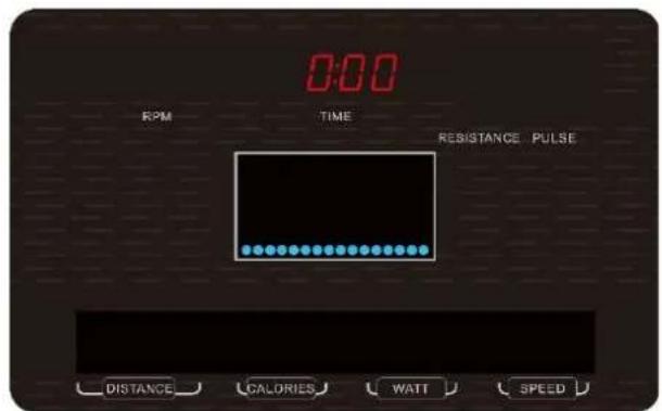 0:00 RPM TIME RESISTANCE PULSE DISTANCE CALORIES WATT SPEED