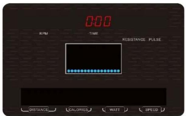 0:00 RPM TIME RESISTANCE PULSE DISTANCE CALORIES WATT SPEED