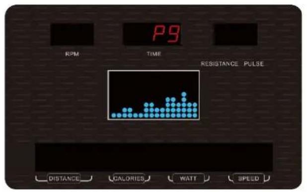 P9 RPM TIME RESISTANCE PULSE DISTANCE CALORIES WATT SPEED