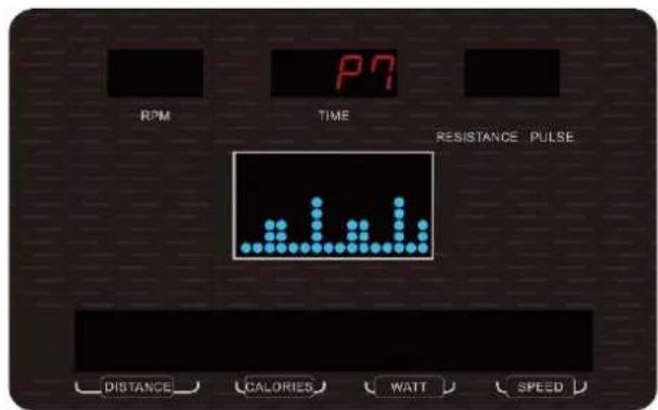 P7 RPM TIME RESISTANCE PULSE DISTANCE CALORIES WATT SPEED