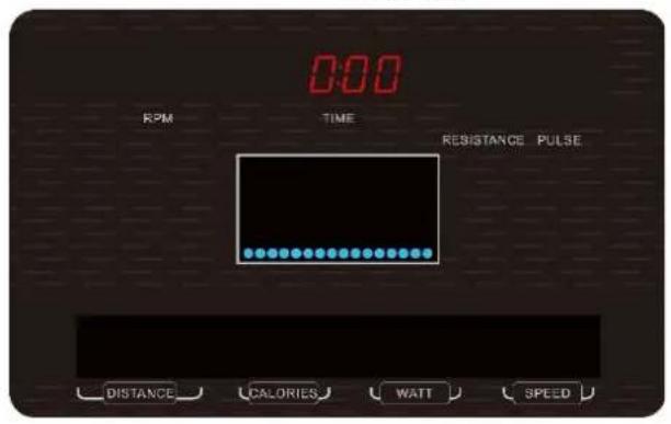 0:00 RPM TIME RESISTANCE PULSE DISTANCE CALORIES WATT SPEED