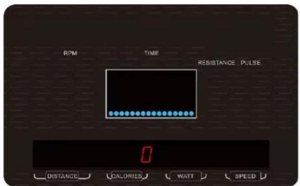 RPM TIME RESISTANCE PULSE 0 DISTANCE CALORIES WATT SPEED