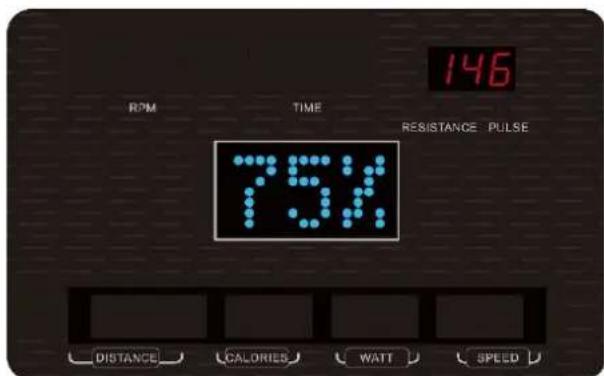 146 RPM TIME RESISTANCE PULSE 75% DISTANCE CALORIES WATT SPEED
