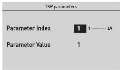 TSP parameters Parameter Index 1 1 ---- 49 Parameter Value 1