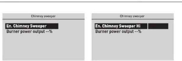 Chimney sweeper En. Chimney Sweeper Burner power output --% Chimney sweeper En. Chimney Sweeper Hi Burner power output --%