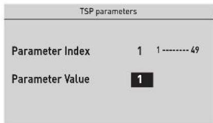 TSP parameters Parameter Index 1 1 ---- 49 Parameter Value 1