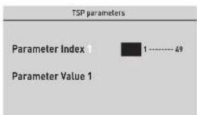 TSP parameters Parameter Index 1 ---- 49 Parameter Value 1