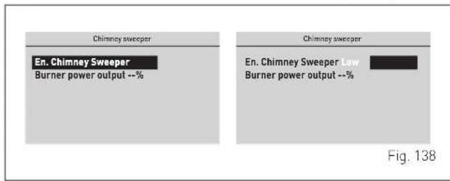 Chimney sweeper En. Chimney Sweeper Burner power output --% Chimney sweeper En. Chimney Sweeper Low Burner power output --% Fig. 138