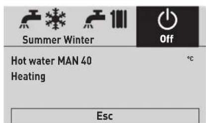 Summer Winter Off Hot water MAN 40 Heating Esc
